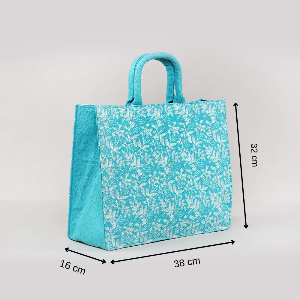 Turquoise floral large box bag