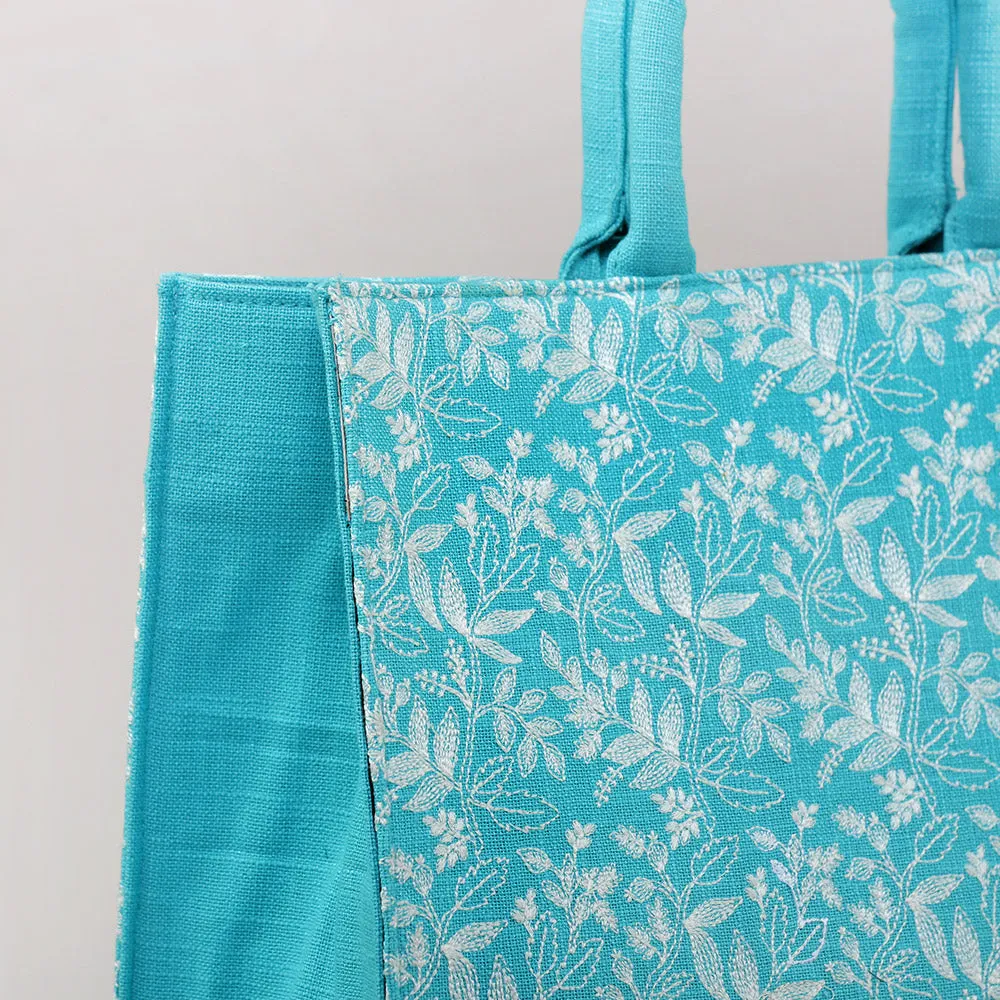 Turquoise floral large box bag
