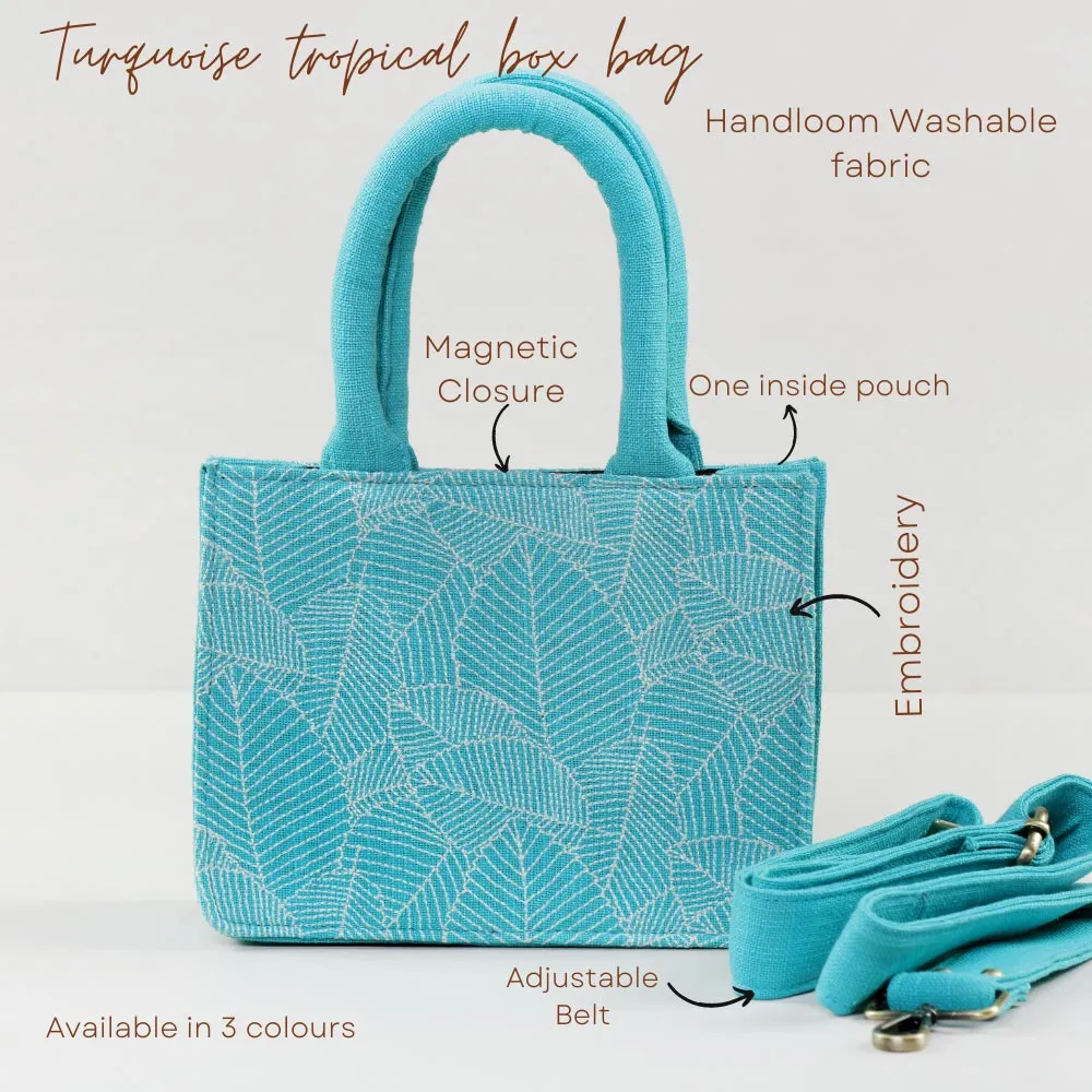 Turquoise Tropical Small Box Bag