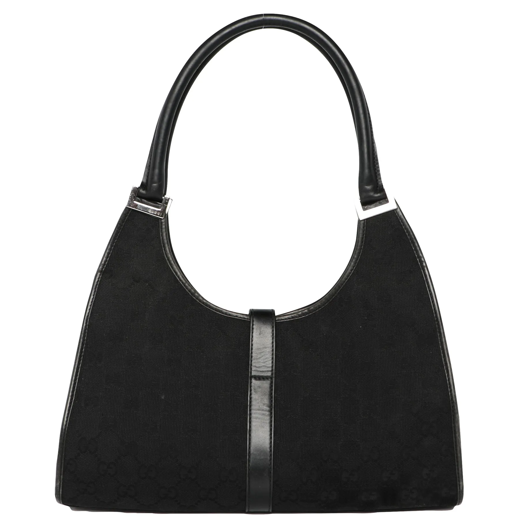 Vintage Y2K Gucci Jackie Web GG Monogram Canvas Leather Shoulder Bag