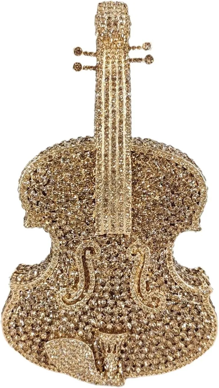 Violin Crystal Clutch Bag Women Novelty Evening Handbags Bridal Party Dinner Rhinestone Clutch Purse Wedding Bag,Mini