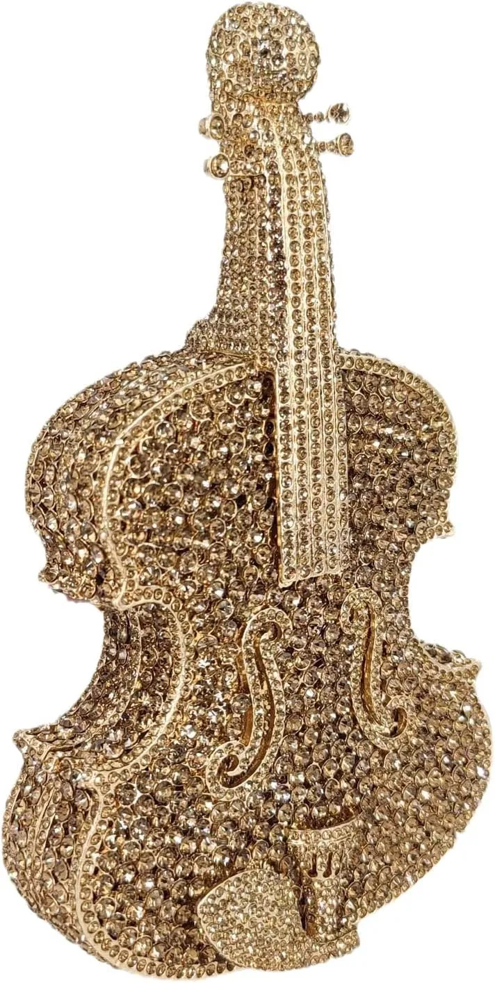 Violin Crystal Clutch Bag Women Novelty Evening Handbags Bridal Party Dinner Rhinestone Clutch Purse Wedding Bag,Mini