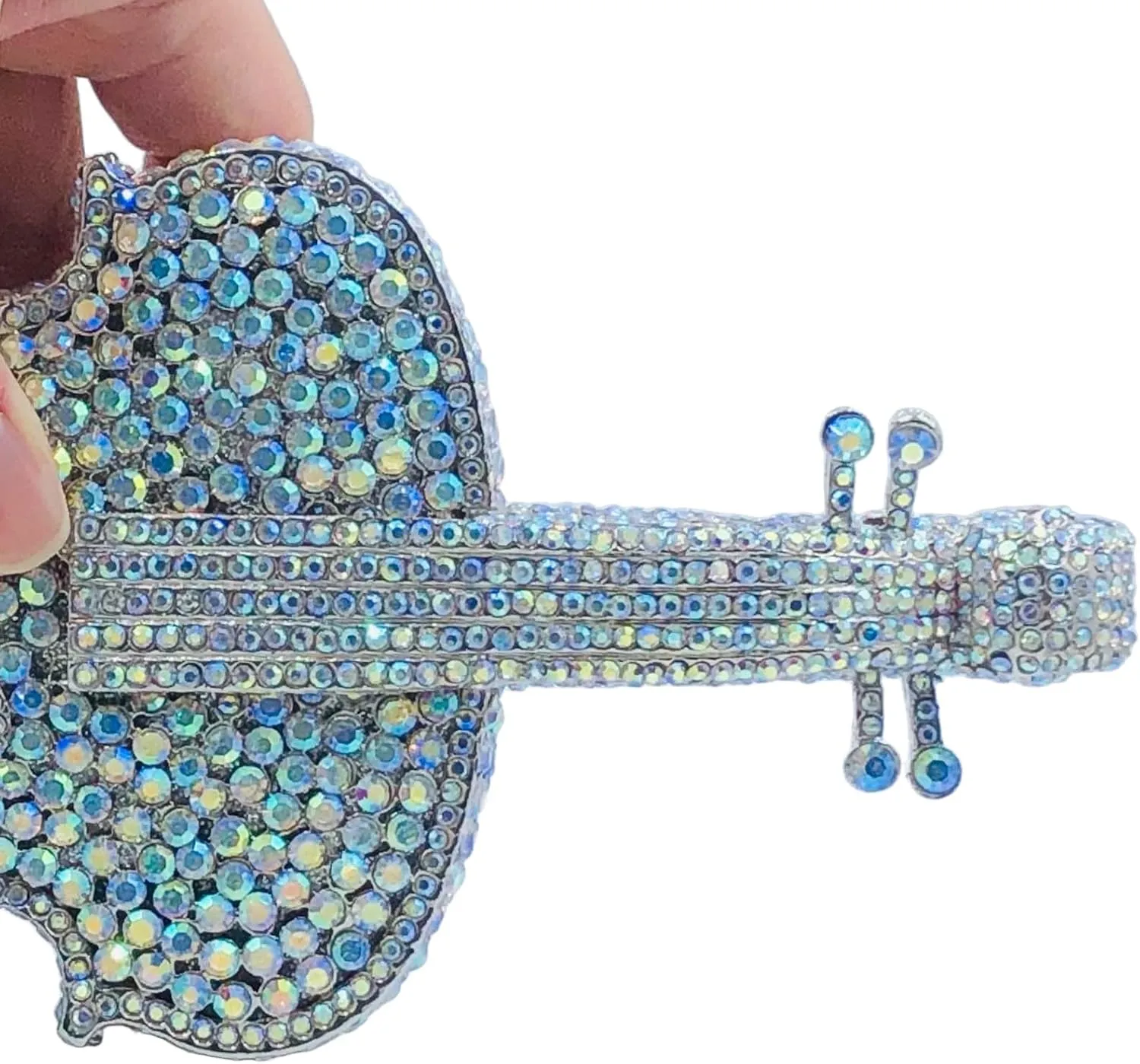 Violin Crystal Clutch Bag Women Novelty Evening Handbags Bridal Party Dinner Rhinestone Clutch Purse Wedding Bag,Mini