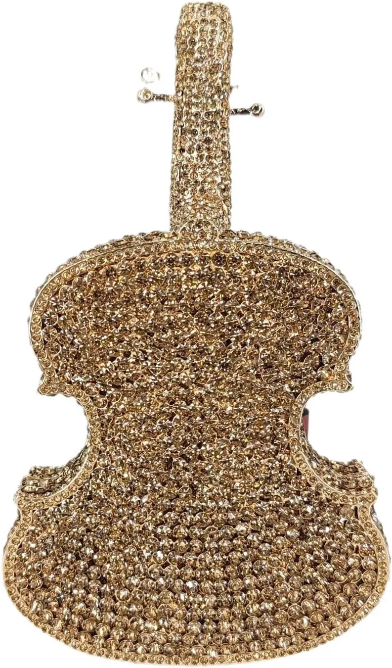 Violin Crystal Clutch Bag Women Novelty Evening Handbags Bridal Party Dinner Rhinestone Clutch Purse Wedding Bag,Mini