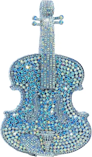 Violin Crystal Clutch Bag Women Novelty Evening Handbags Bridal Party Dinner Rhinestone Clutch Purse Wedding Bag,Mini