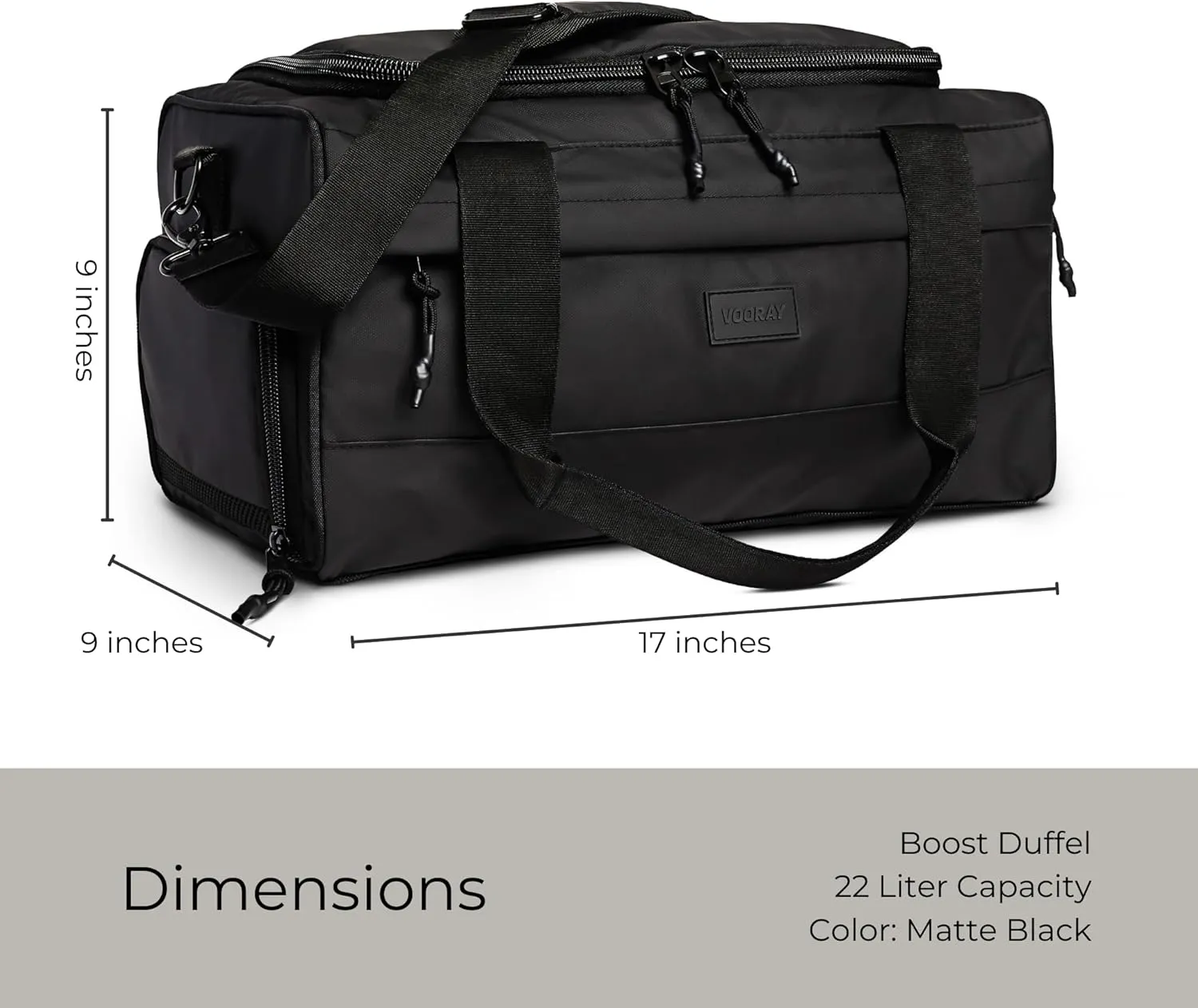 Vooray 22L Boost Duffel Bag  Small Travel & Sports Gym Bag for Women and Men with Shoe Pocket, Weekender for Overnight Football, Travel, Hospital Stays or Workout