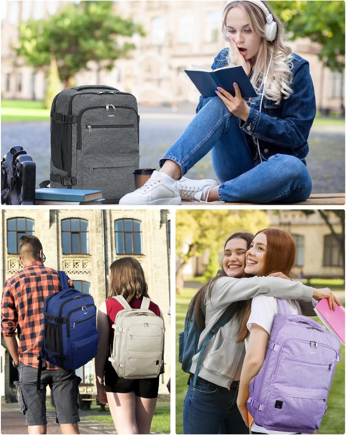 WANDF Travel Backpack For Spirit Airlines Personal Item Bag 18x14x8 with Wet Pocket, 17 Inch Laptop Backpack for Men WomenGrey