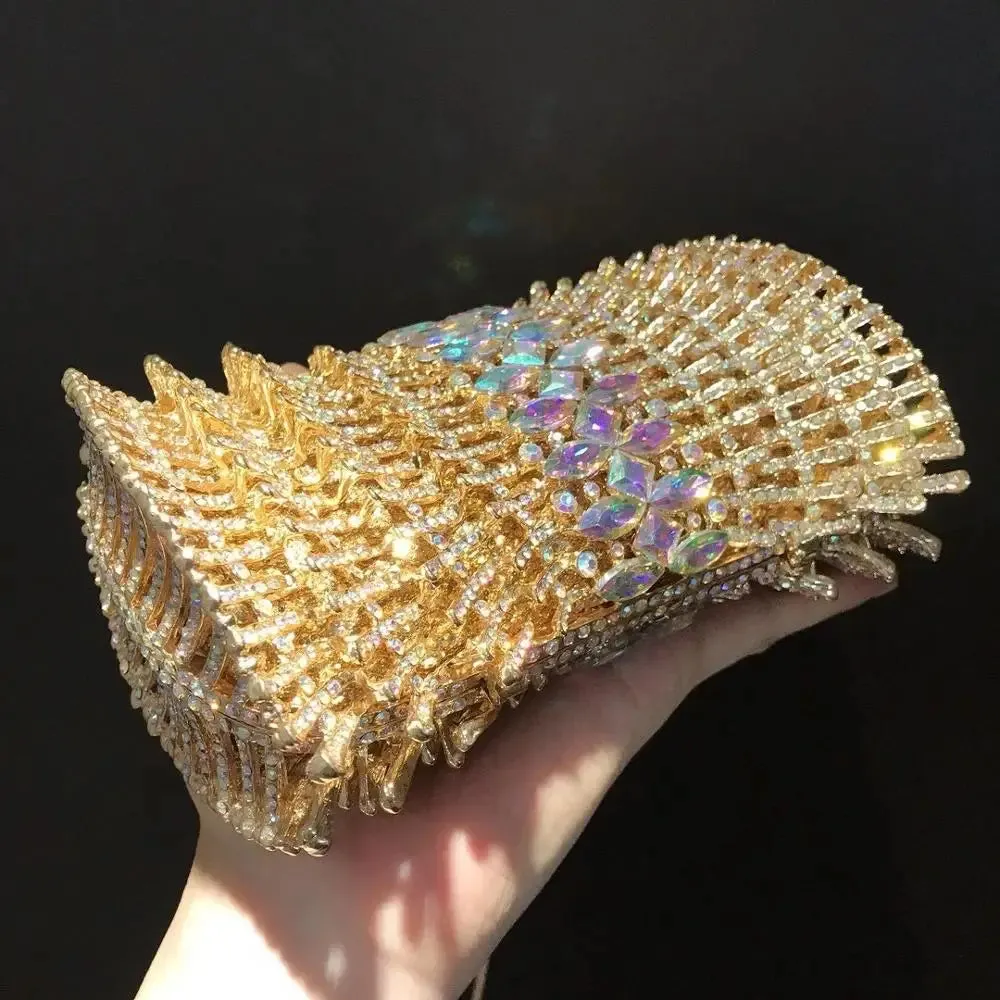 Women's Diamond Clutches: Rhinestone Bag, Flower Crystal Clutch, Party Evening Small Purse Handbags, Wedding Clutch Bag, Female Wallet.